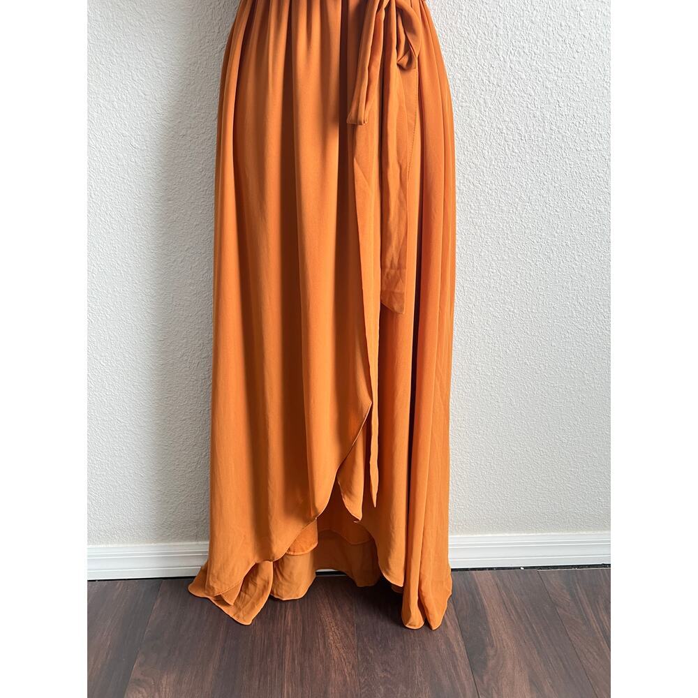 Rust Ruffle V-Neck Maxi Dress - Picture 4 of 9